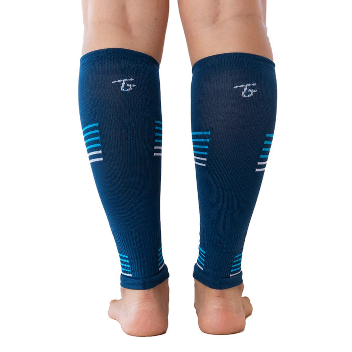 Media con Compresion Pantorrillera 3D Azul Oscuro Turqueza Blanco
