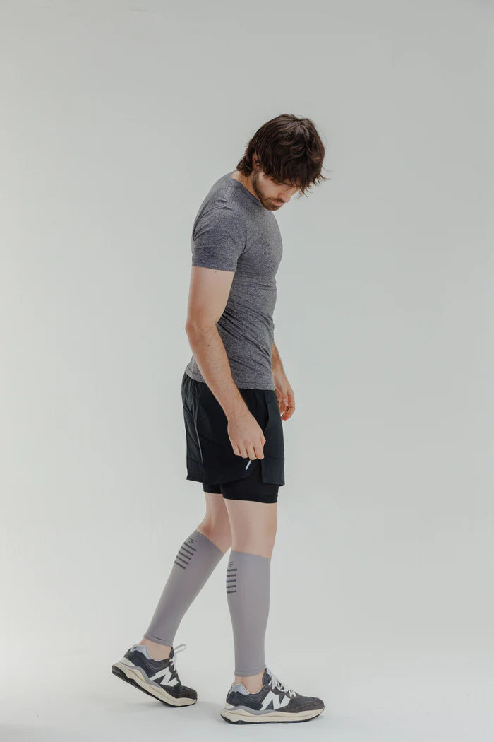 Media con Compresión Pantorrillera Gris Claro