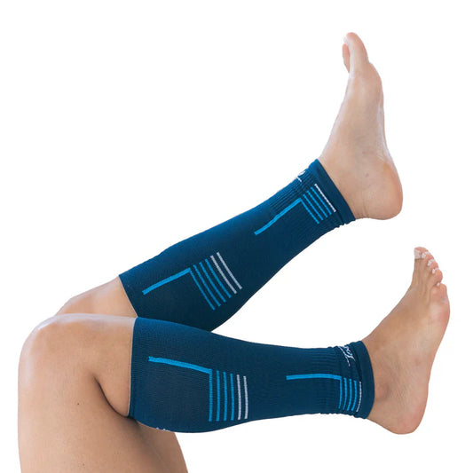 Media con Compresion Pantorrillera 3D Azul Oscuro Turqueza Blanco