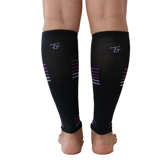Media con Compresión Pantorrillera 3D Negro Morado Lila