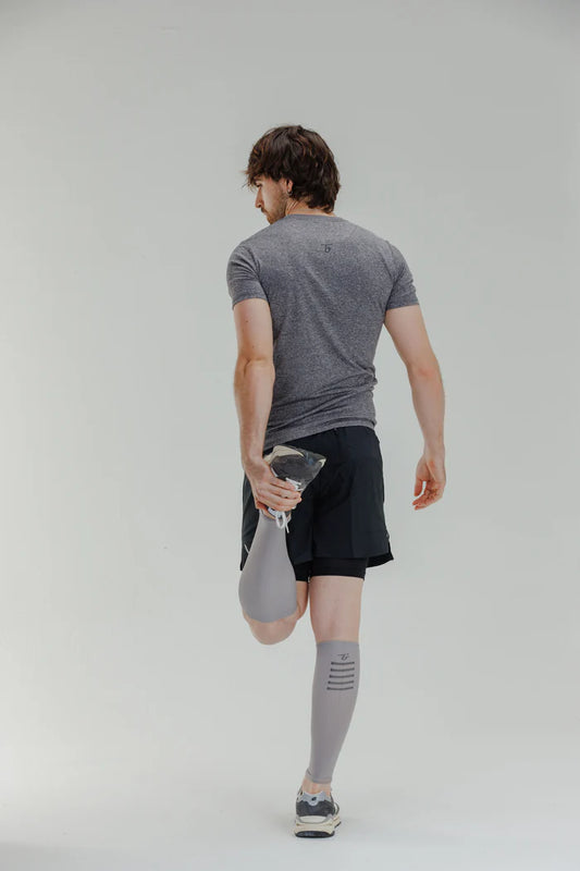 Media con Compresión Pantorrillera Gris Claro